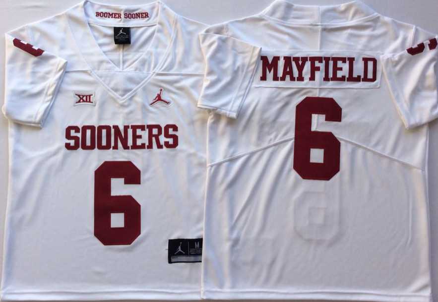Oklahoma Sooners 6 Baker Mayfield White College Football Jersey,We sell and wholesale Oklahoma Sooners 6 Baker Mayfield White College Football Jersey on line form chian!